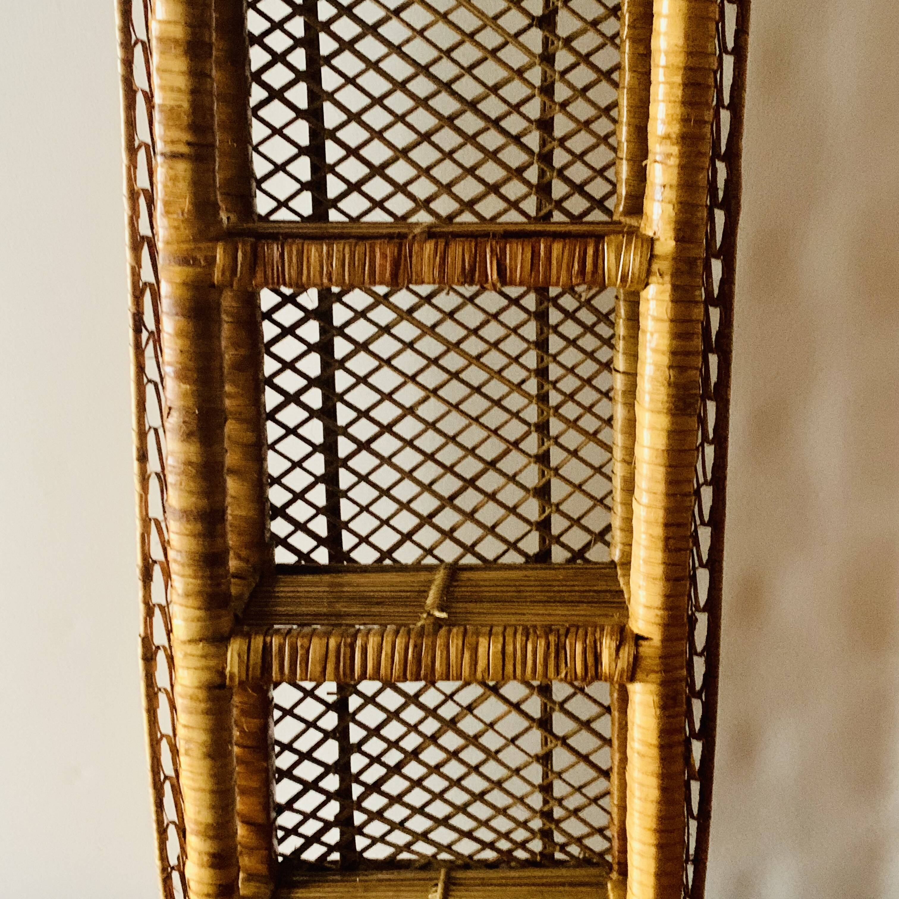 Vintage rattan and wicker shelf