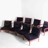 XL set of 8 mid-century lounge chairs, Belgium 1960s