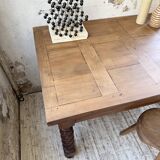 Paneled walnut desk with turned legs, 1900