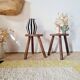 Pair of vintage brutalist tripod stools - folk art