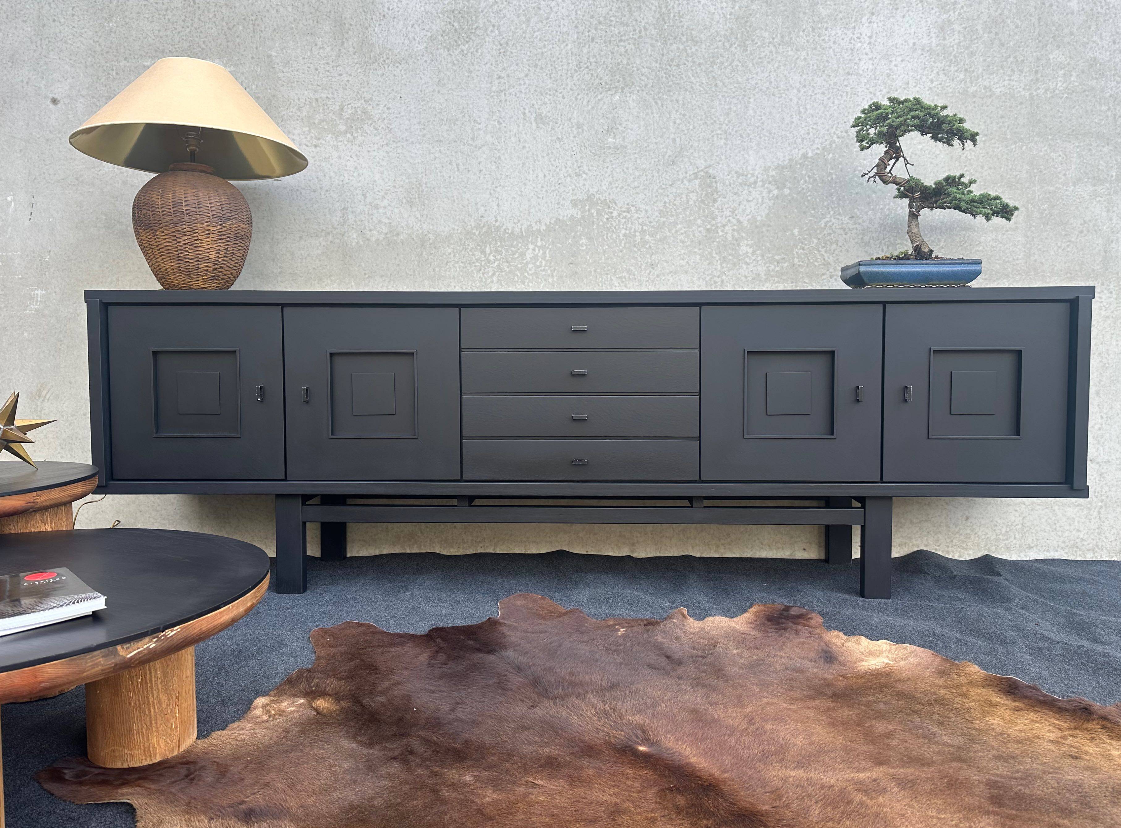 XL design black stained oak brutalist sideboard – De Coene