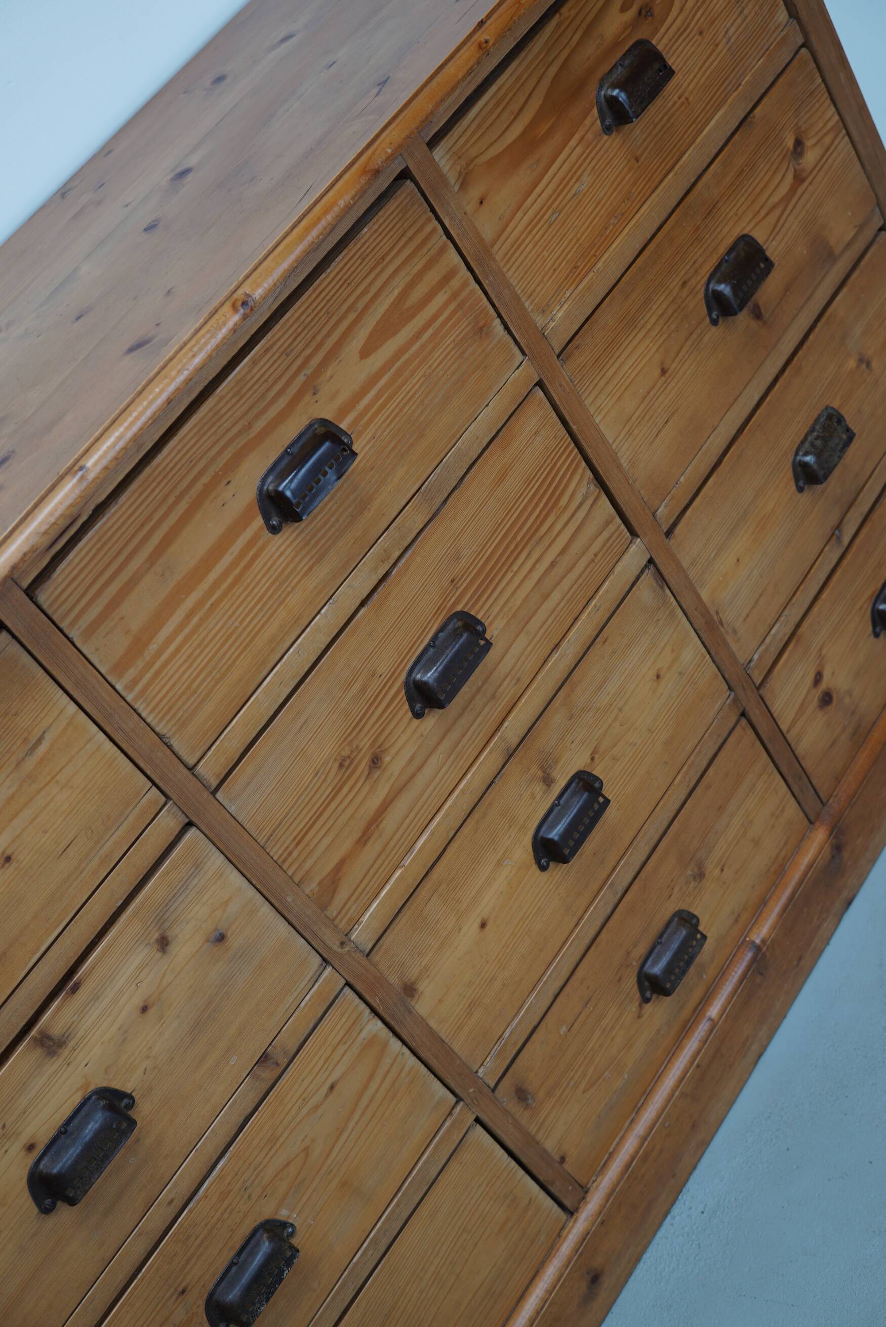 German Pine Apothecary Cabinet or Bank of Drawers, ca 1930s