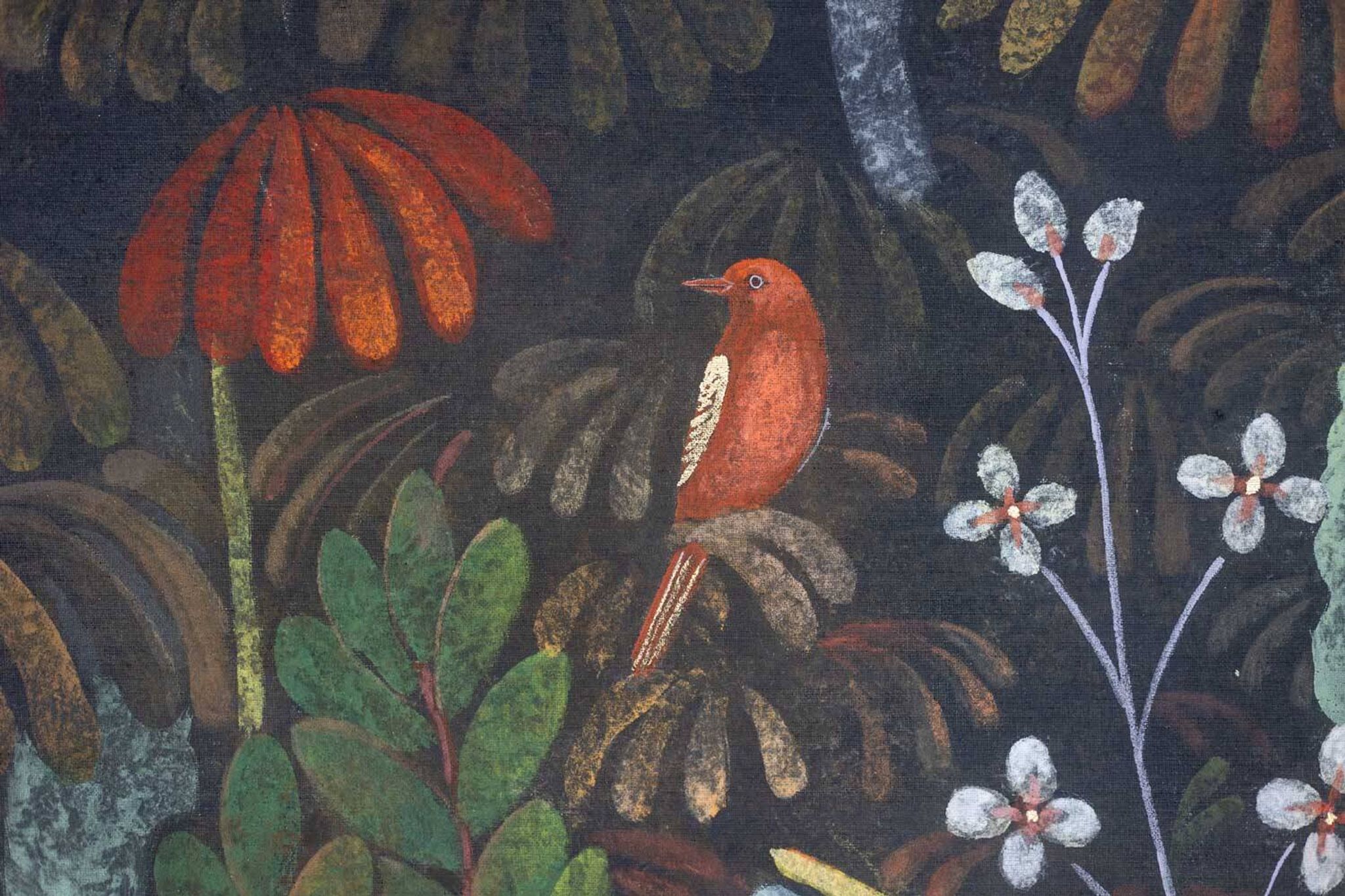 Toile peinte représentant une nature luxuriante