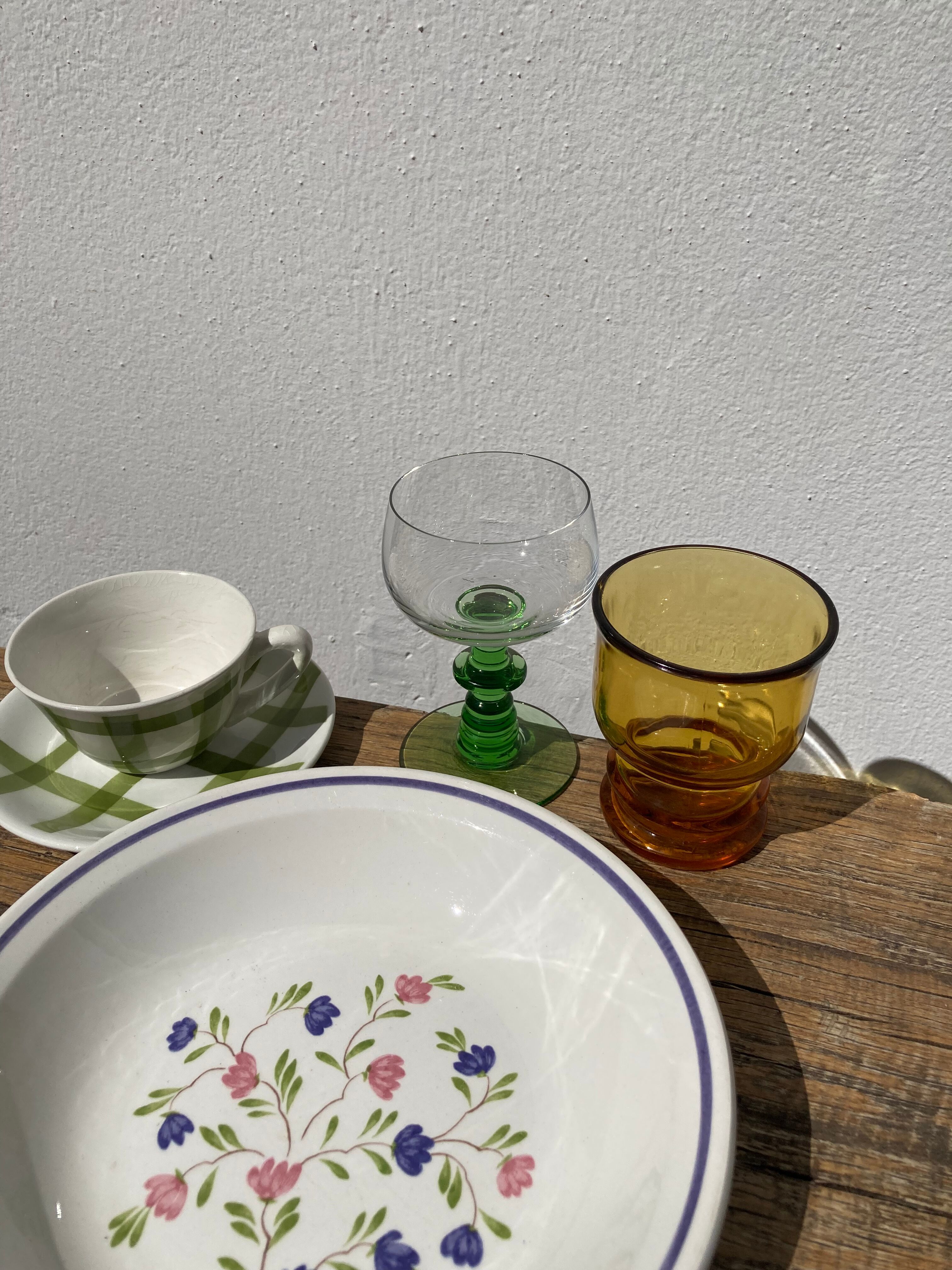 7 Alsatian crystal wine glasses