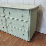 Vintage rattan chest of drawers and solid wood