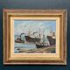 Oil on Canvas “Ships” by Josef Lang, Signed, Vintage & Framed 40×34cm