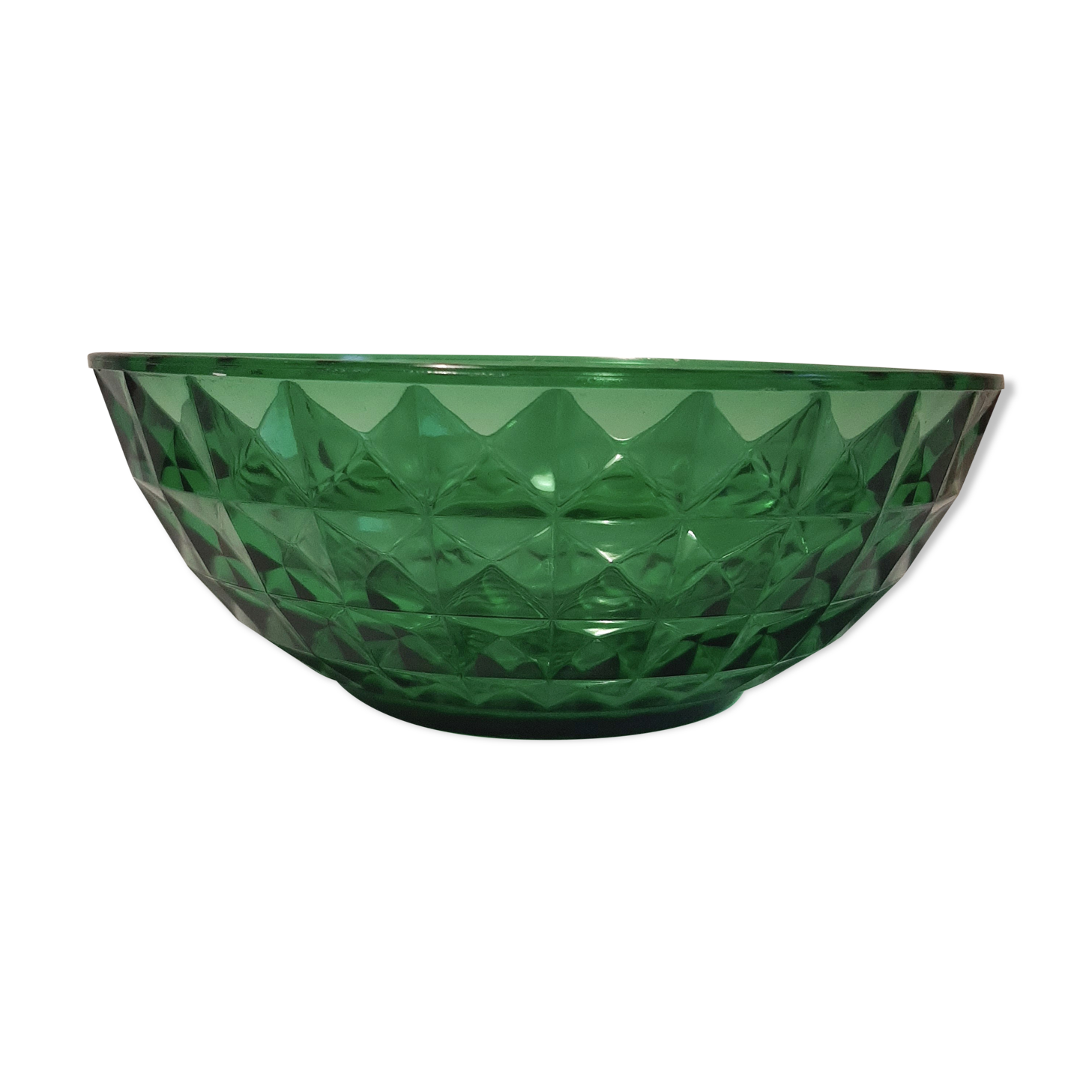 Green glass salad bowl