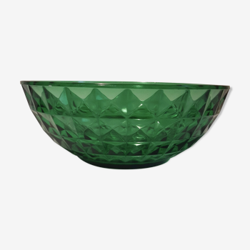 Green glass salad bowl