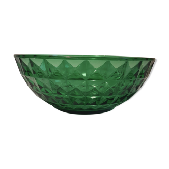 Green glass salad bowl