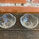 Paire de bougeoirs ancien design verre moulé forme pétale vintage #d829