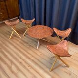 Safari set, four stools and a table 1970s