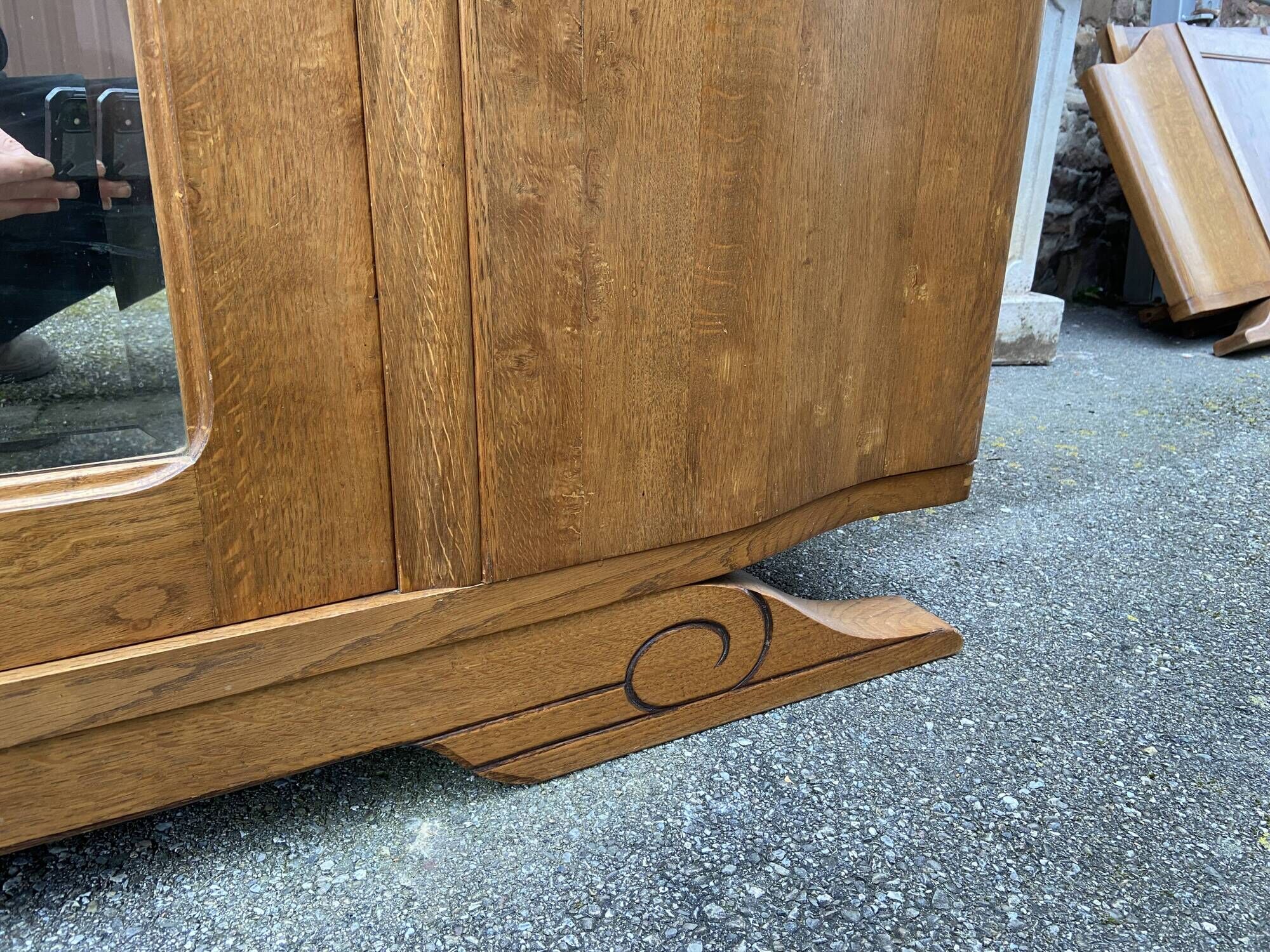 Mid-century vintage Scandinavian 1950s Parisian Art Deco wooden wardrobe