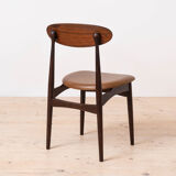 Mid Century Modern Dining Set, Round Table with 4 Fredrik Kayser Chairs