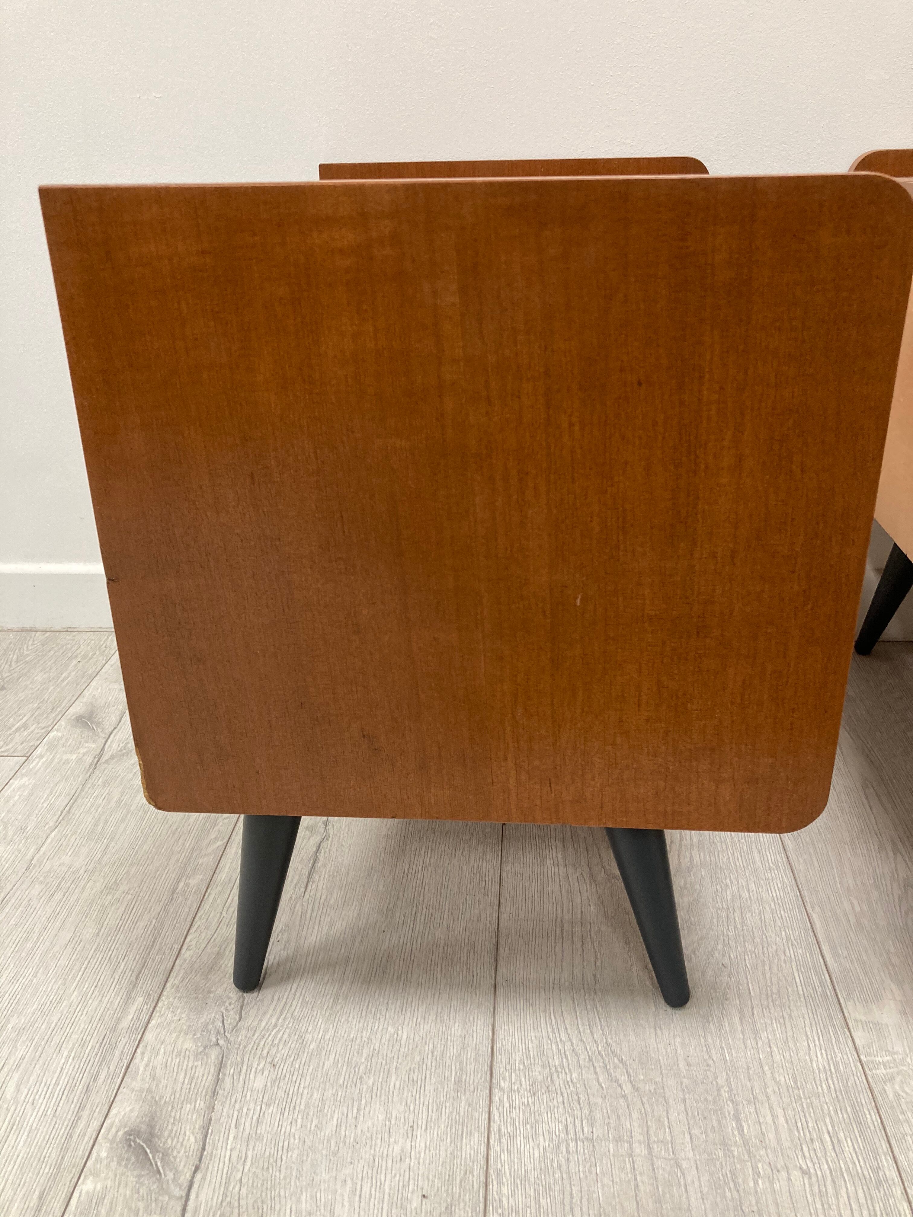 Pair of 1960s bedside tables compass feet