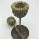 Set of2 brass striated candle holders