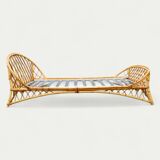 Rattan basket bed 90x190 vintage 1960