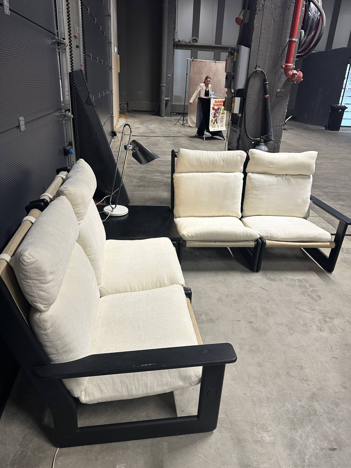 Modular brutalist living room set – 4 armchairs + table / Germany 1970