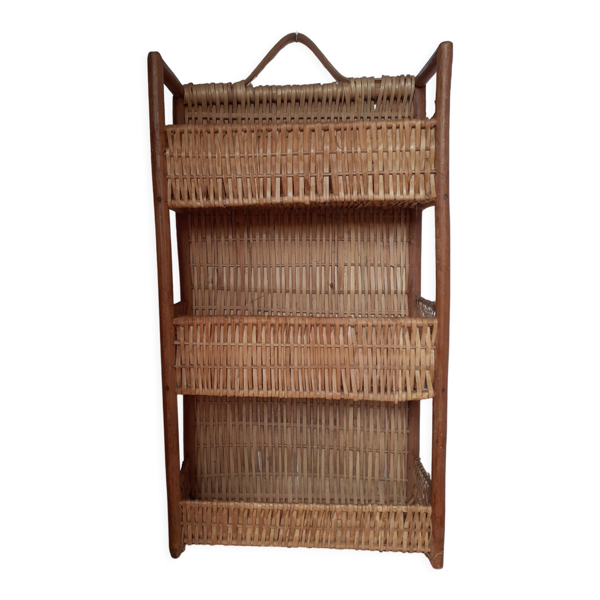Rattan and wicker wall shelf