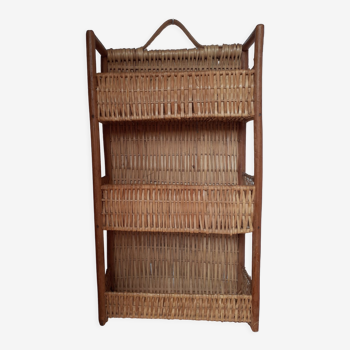 Rattan and wicker wall shelf