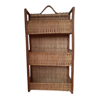 Rattan and wicker wall shelf