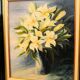 Framed painting by Patrigeon oil on canvas still life with bouquet of lilies