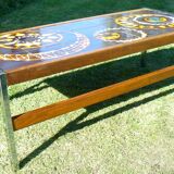 Vintage Ceramic Low Table 1960-70 Abstract Decorations