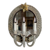 Paire d’applique miroirs “à trecchia” Venise vers 1950, verre de Murano inc