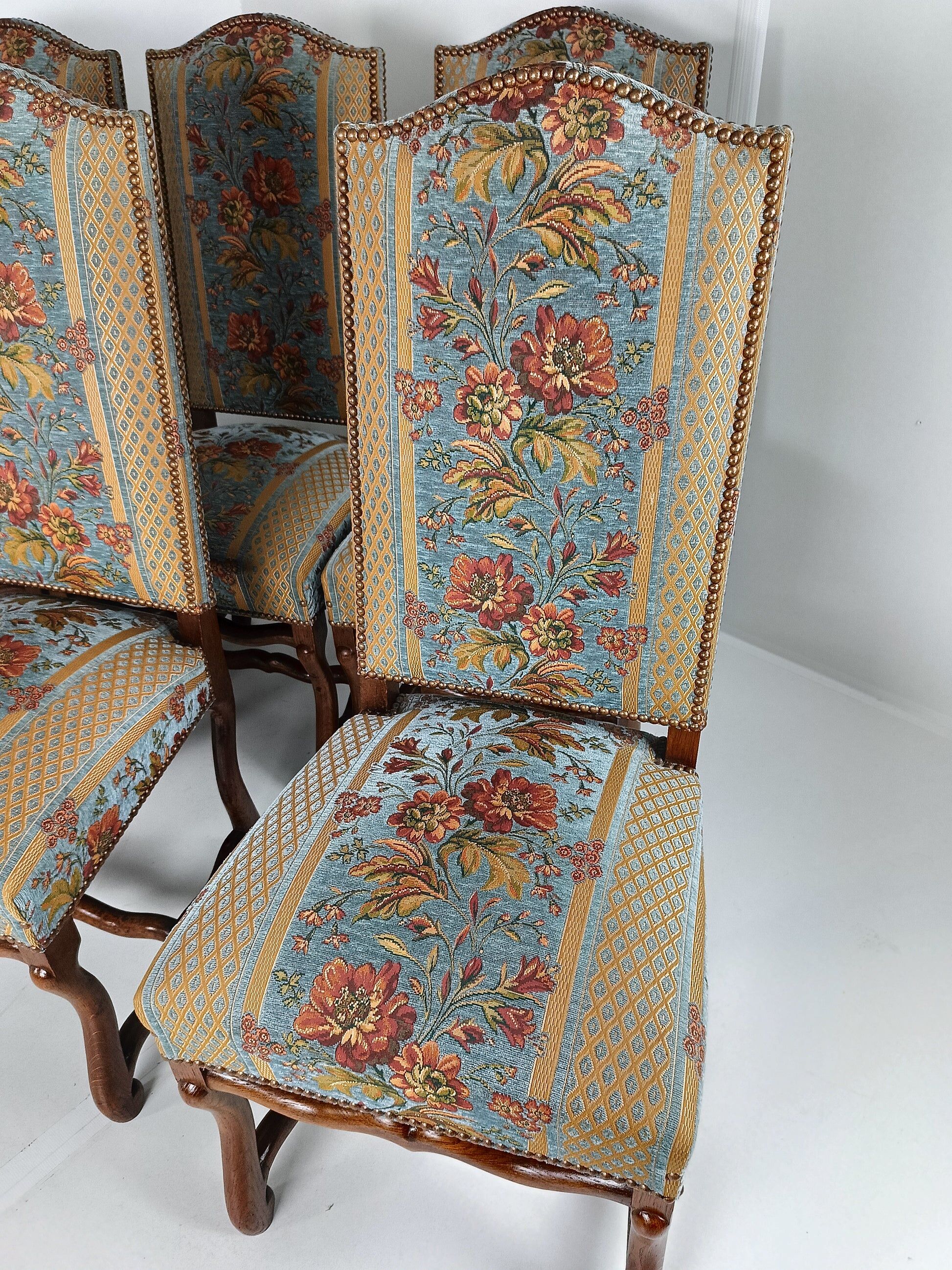 Beech Os De Mouton tapestry chairs (set of 6)