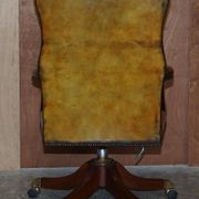 Restored vintage executive chair, leather, oak frame.