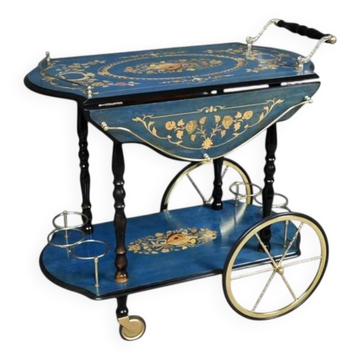 Chariot de service en marqueterie de Sorente, Italie – 1960