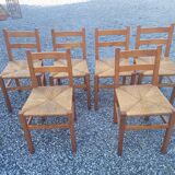 6 rustic oak chairs