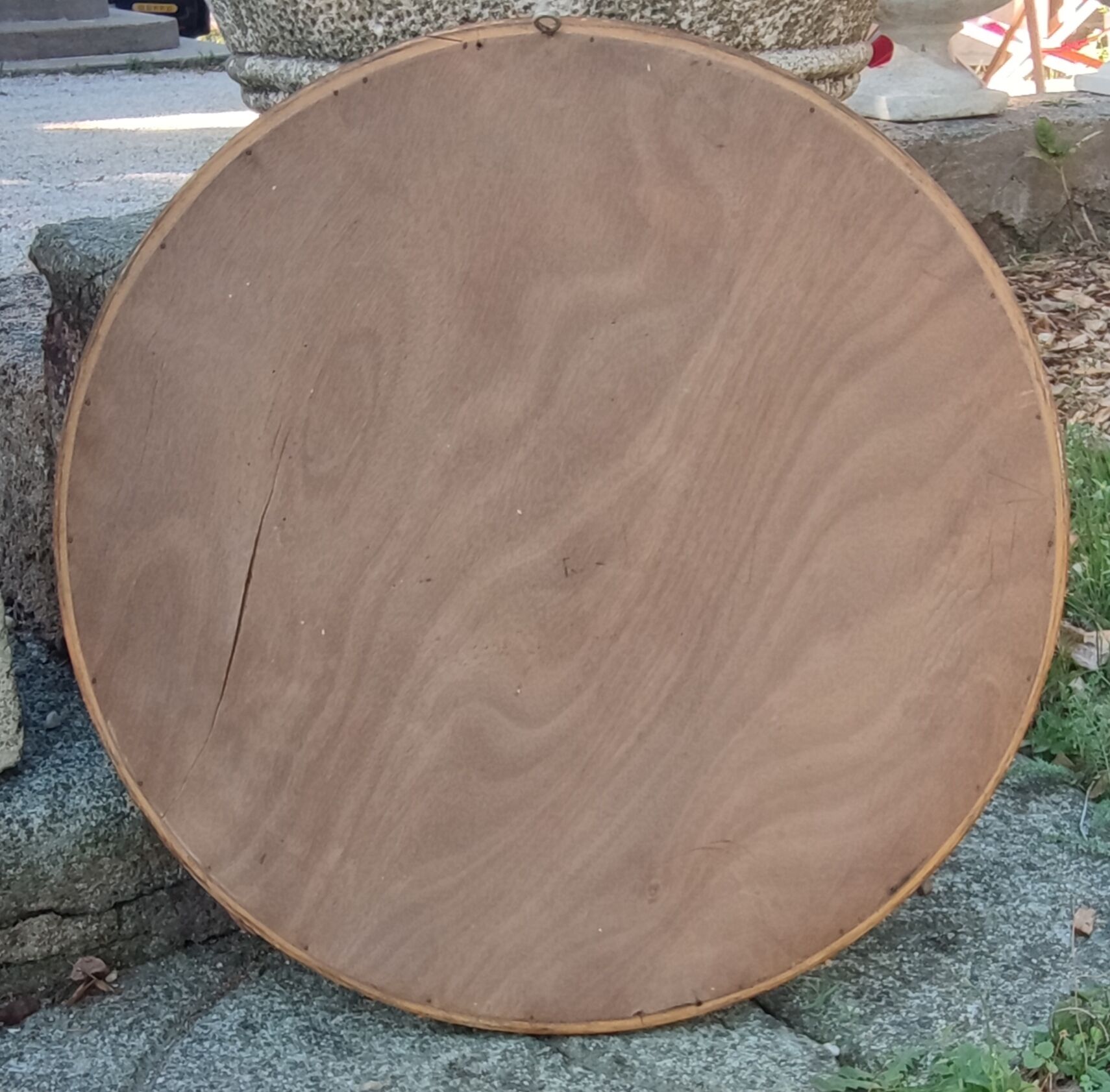 Old beveled round mirror
