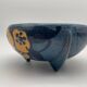 Tripod ceramic pocket tray, hand painted blue