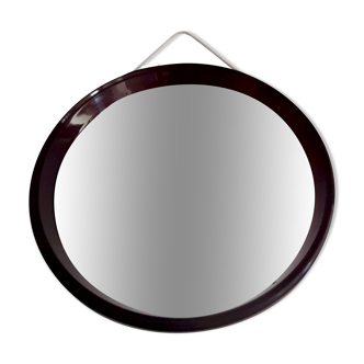 round mirror in smoked plexiglass 70s