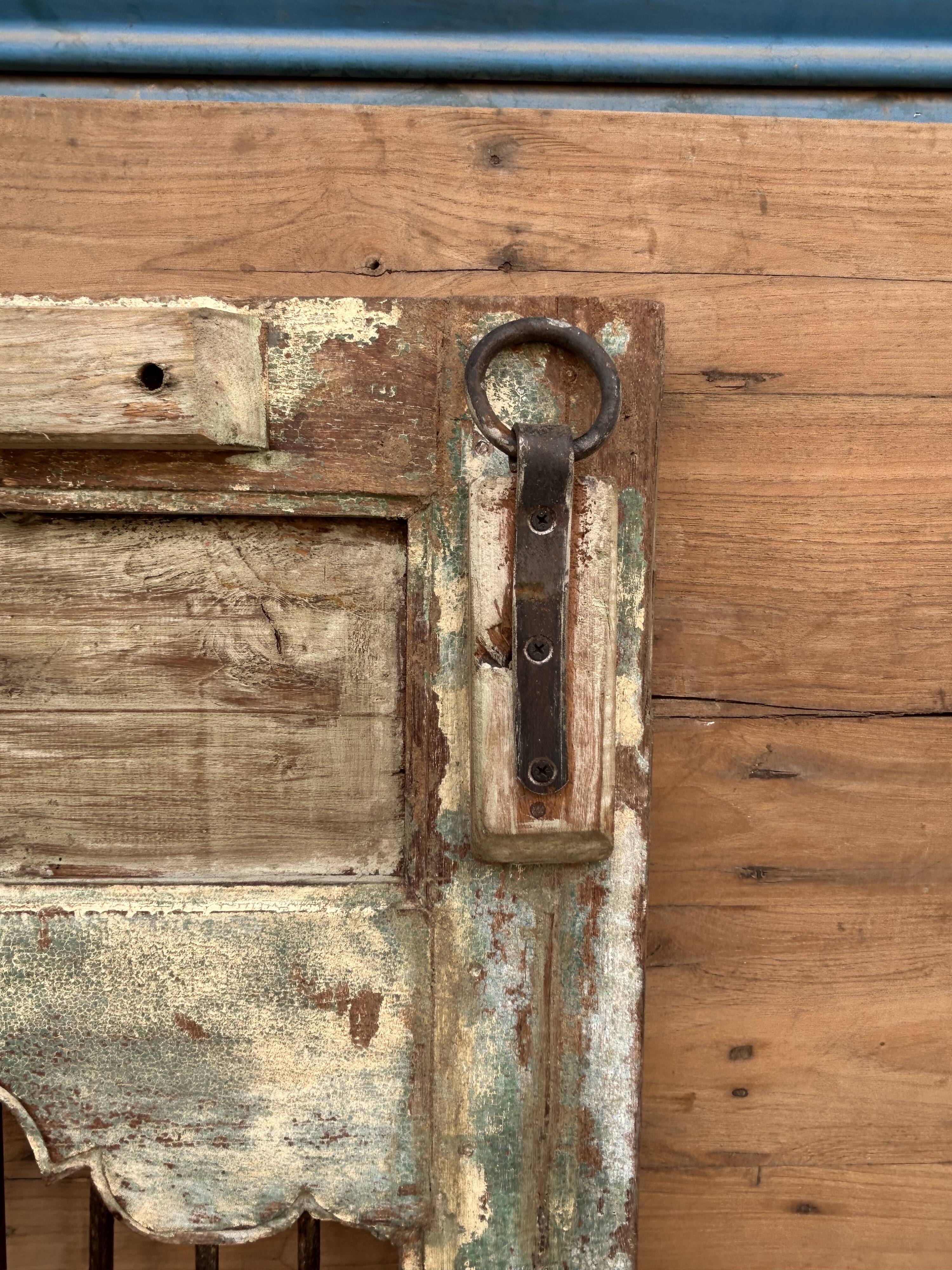 Art Deco patio door in Burmese teak with original patina.