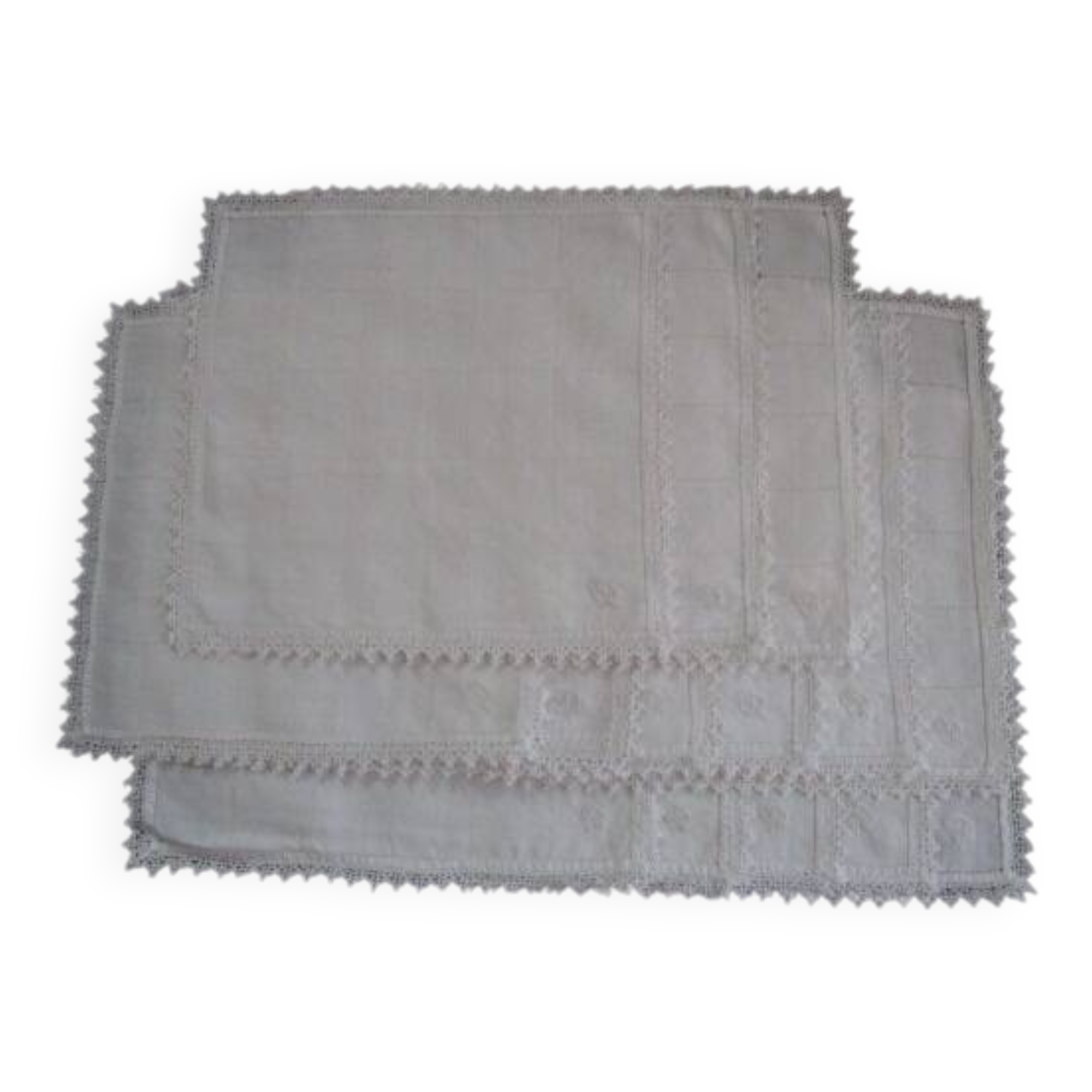14 antique embroidered, monogrammed tea towels