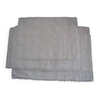 14 antique embroidered, monogrammed tea towels