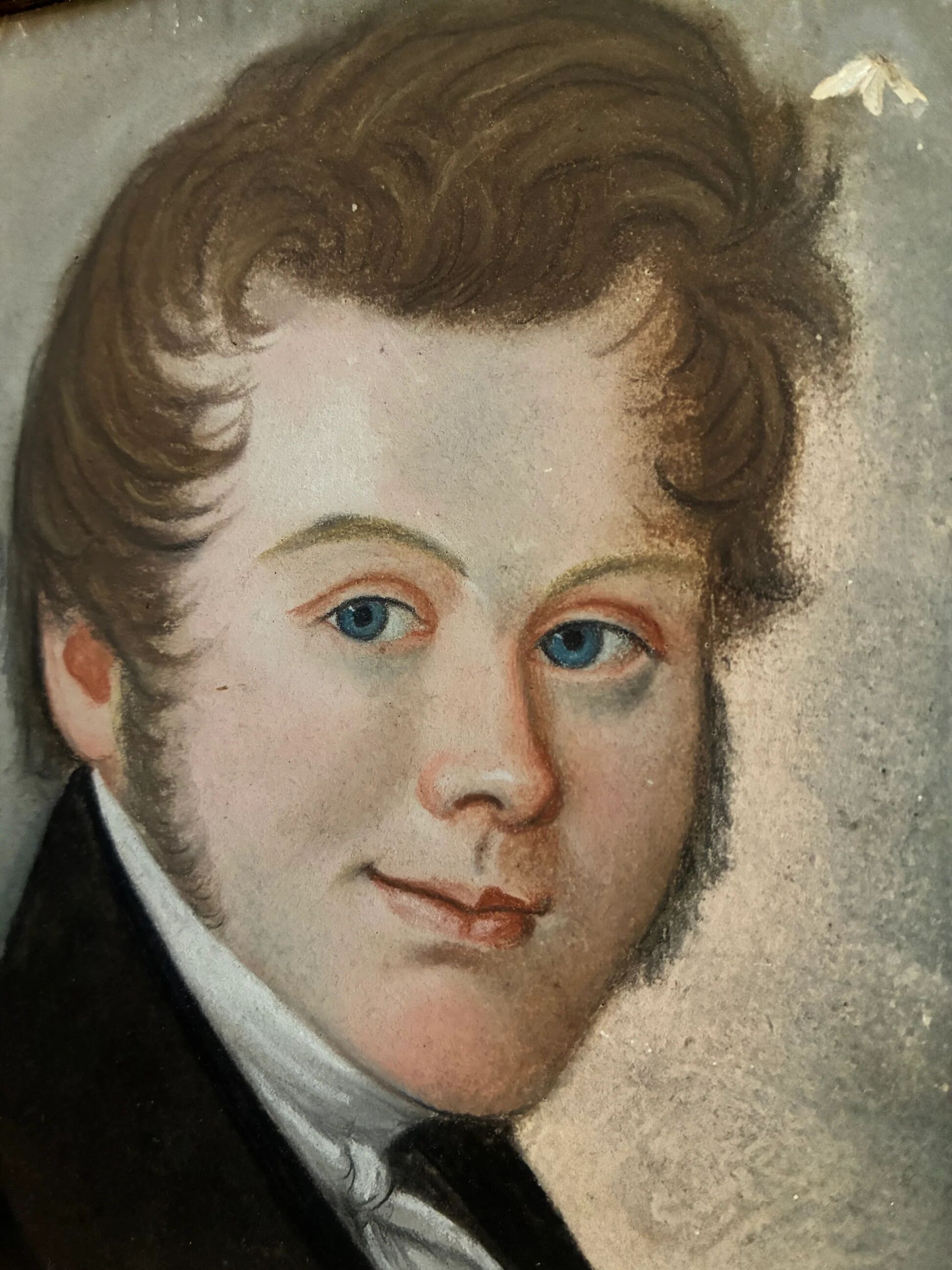 Portrait ancien au pastel d'un gentleman, vers 1830