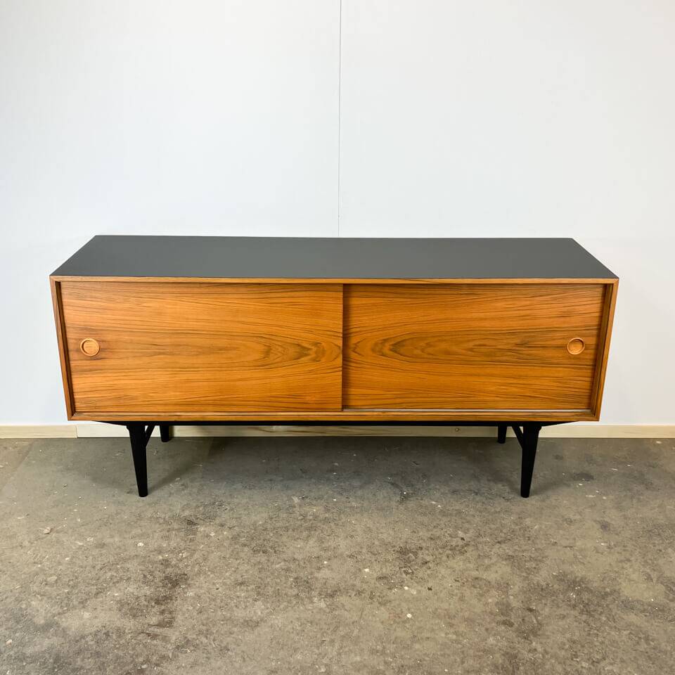 Buffet by Lothar Wegner, walnut with a black top, vintage from the 1960s.