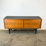 Buffet by Lothar Wegner, walnut with a black top, vintage from the 1960s.