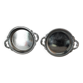 2 Plat métal argenté avec motif année 1980