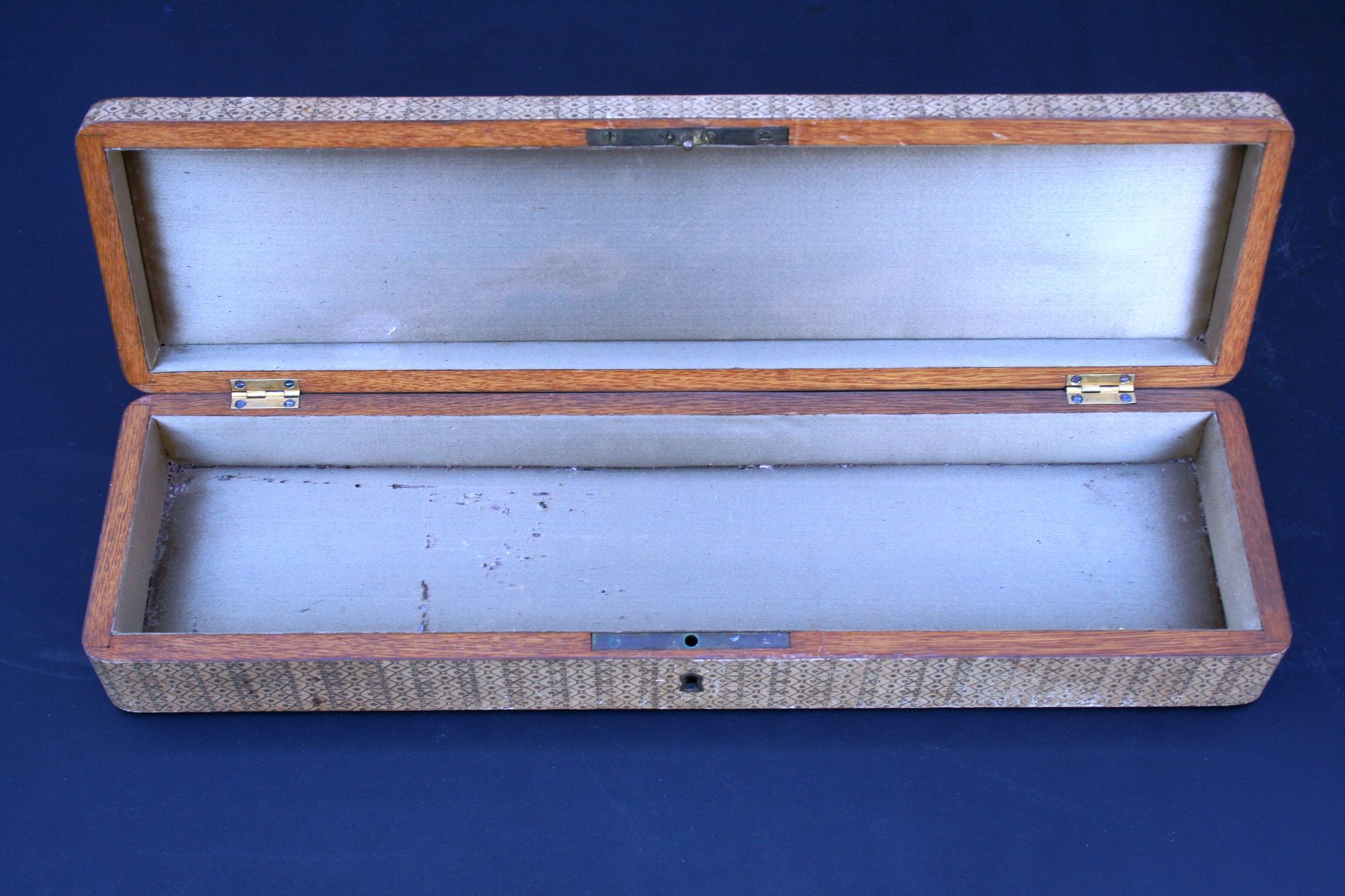 Old embossed leather glove box decorated scenes