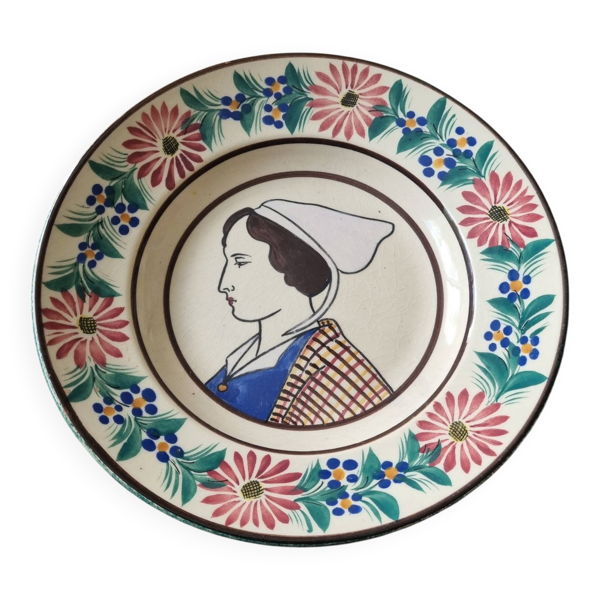 Assiette creuse HB Henriot Quimper Bretagne début XXéme