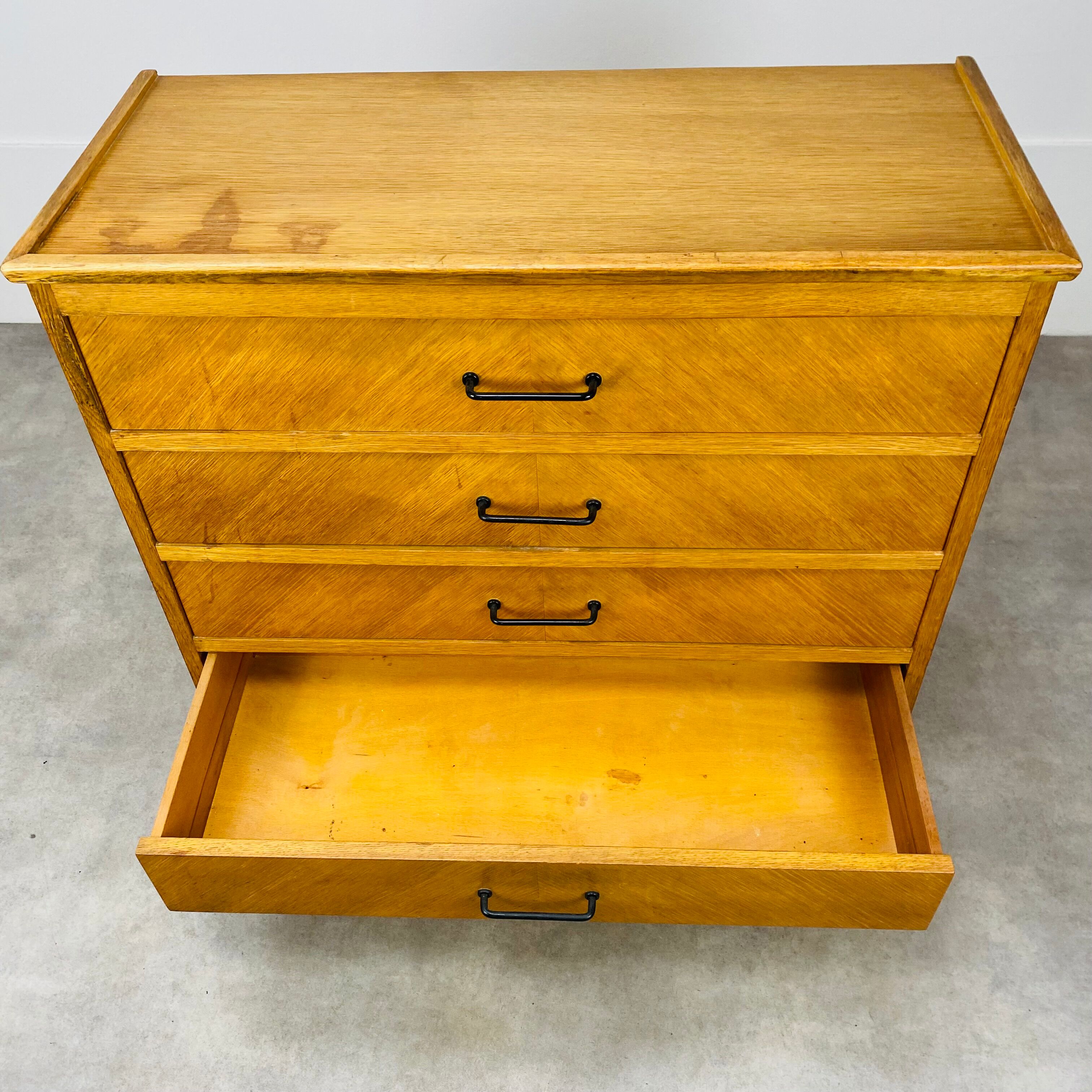 Vintage chest of drawers 50s blond wood