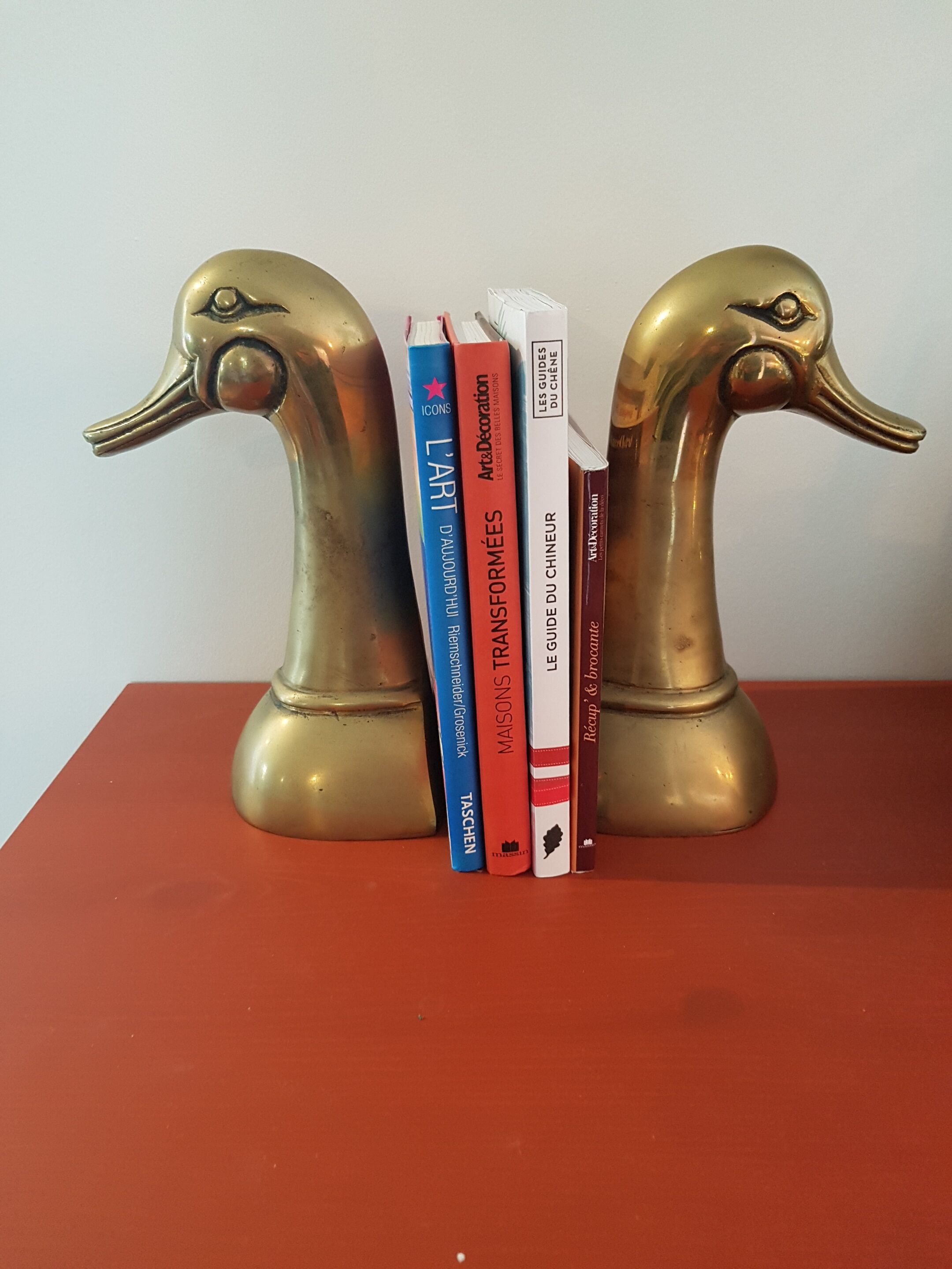Pair of ducks brass bookends