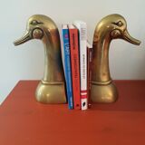Pair of ducks brass bookends