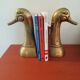 Pair of ducks brass bookends
