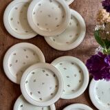 10 assiettes à dessert Salins vintage verts pâles et dorées