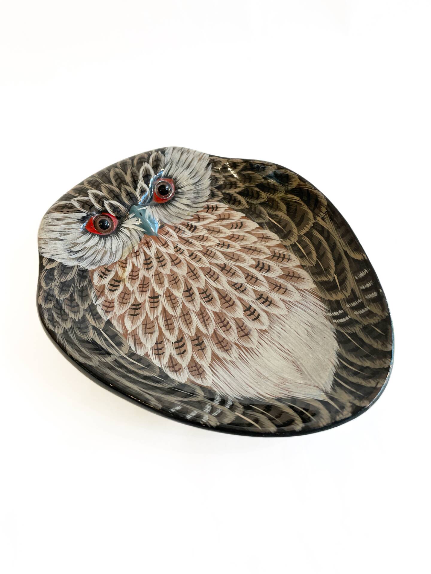 Vide poche hibou vintage peint à la main