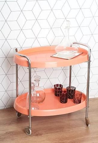 Desserte table roulante orange